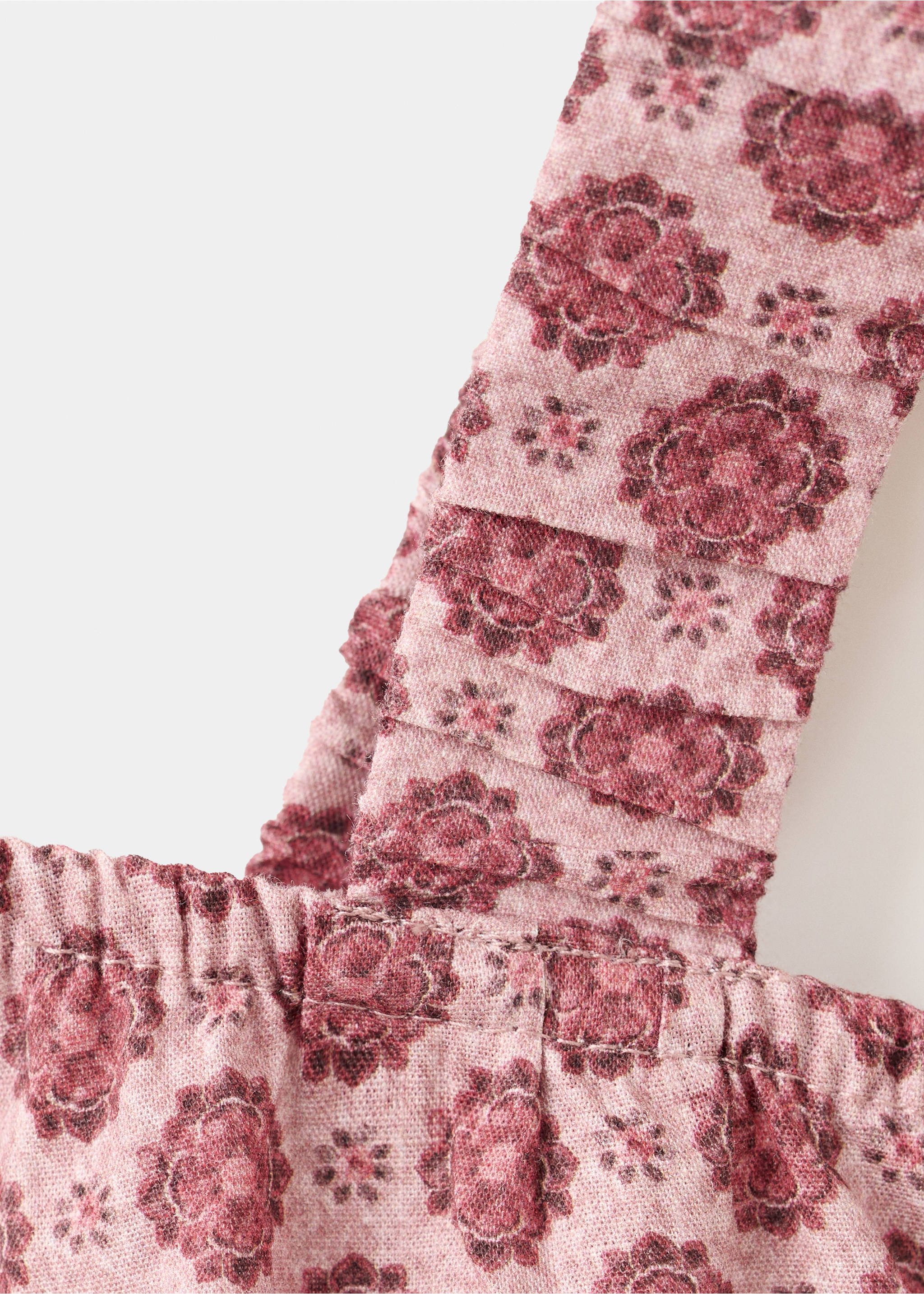 Хлопковая блузка с принтованными цветами - Деталь изделия 8, Гранатовый. Ref: 27026352-00.