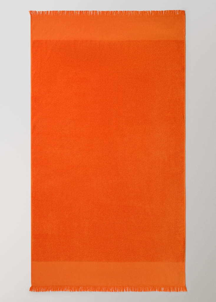 Plain overdyed beach towel with tassels — Orange