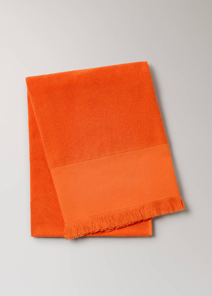 Plain overdyed beach towel with tassels — Orange