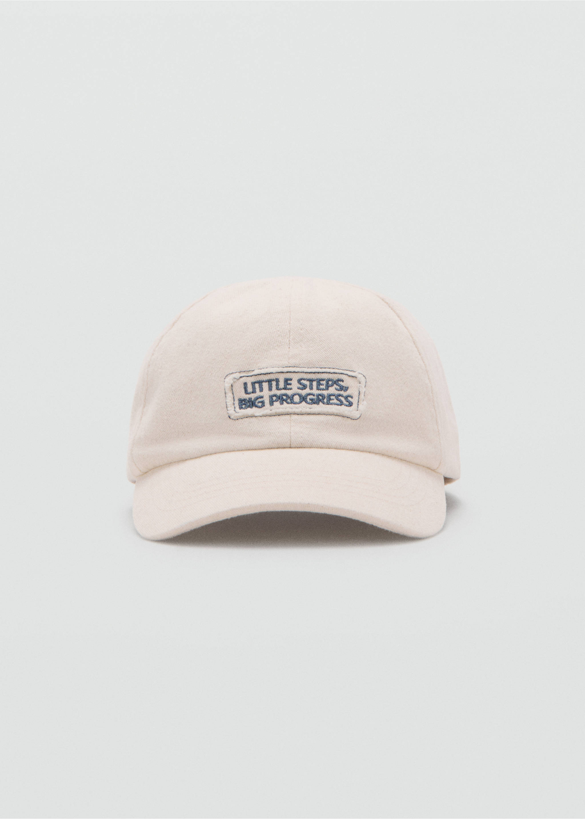 Gorra texto bordado - Plano medio, Crudo. Ref: 27026356-00.