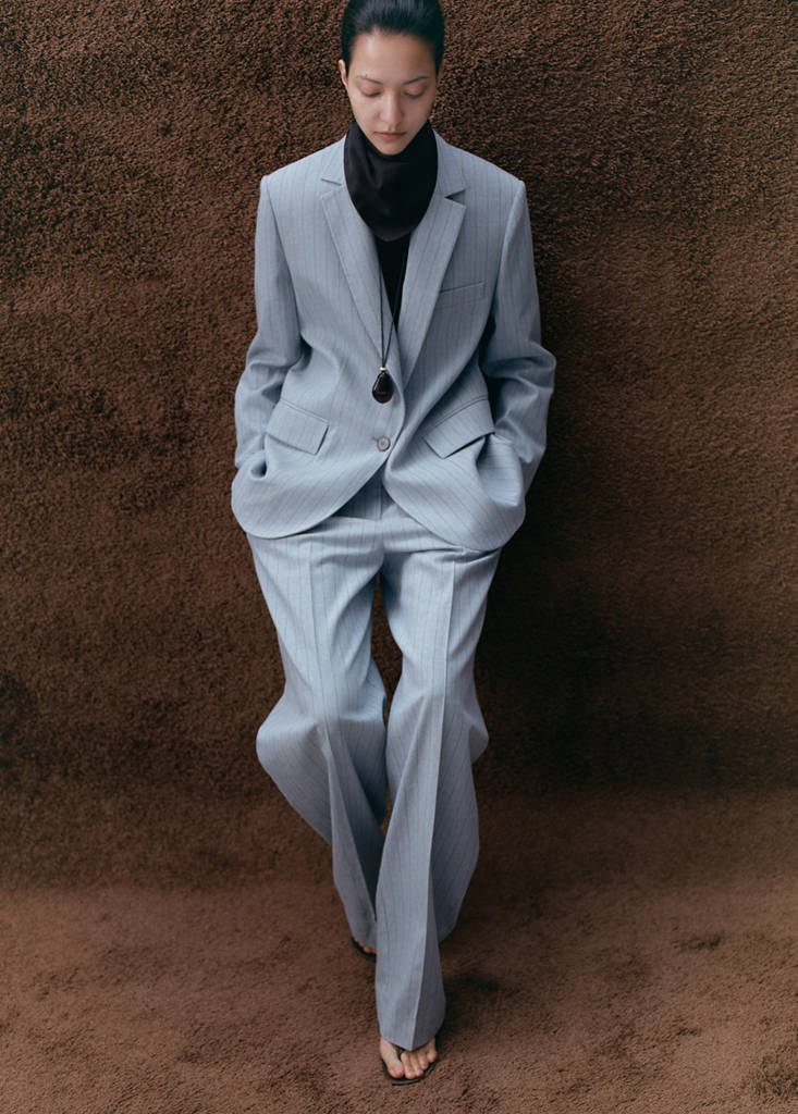 Pinstripe suit trousers — Blue