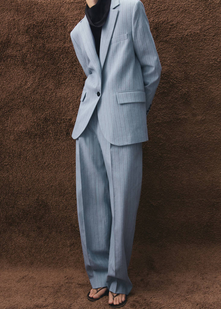 Pinstripe suit trousers — Blue