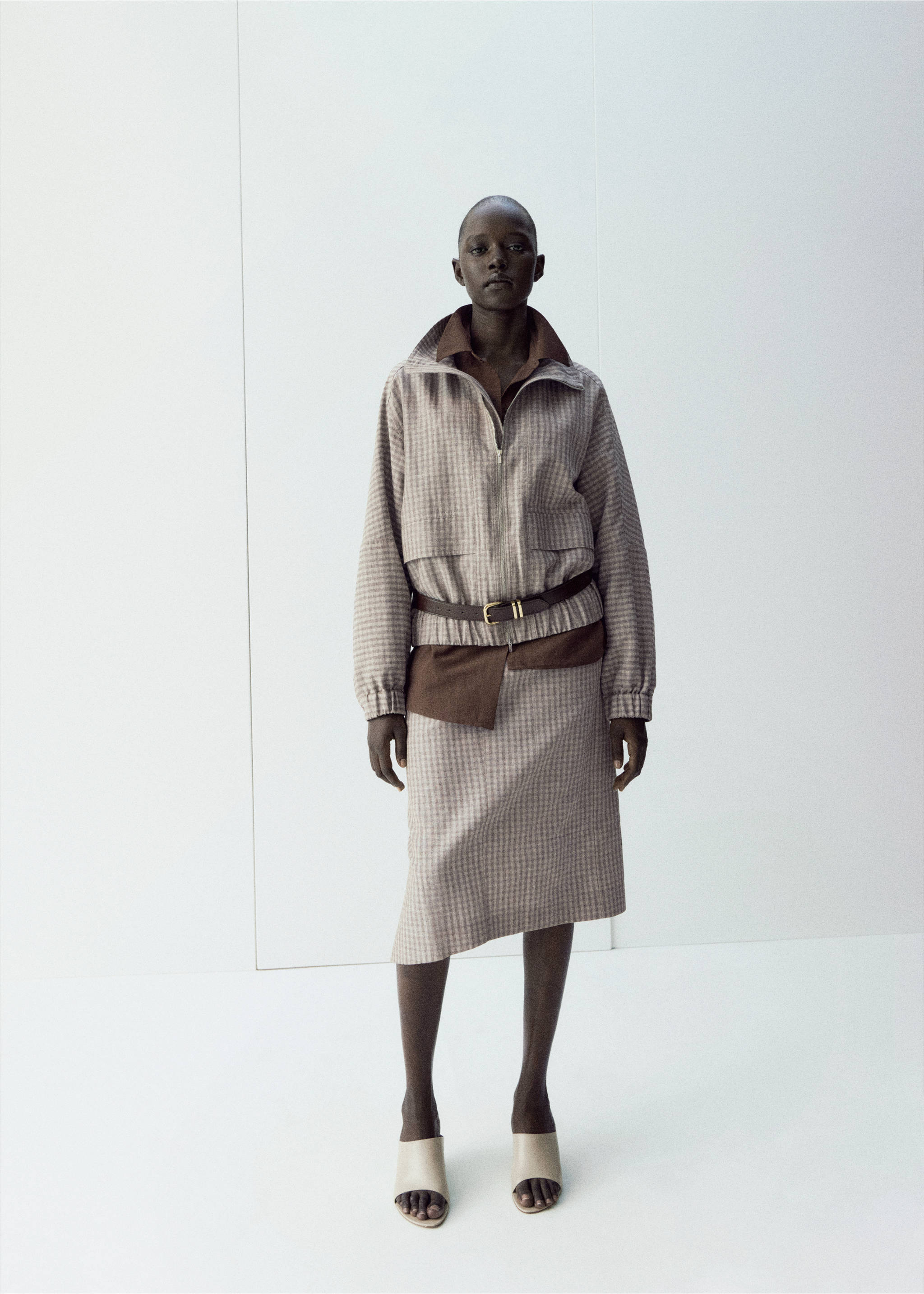 Checked bomber jacket - General plane, Light/Pastel Grey. Ref: 27026363-01.