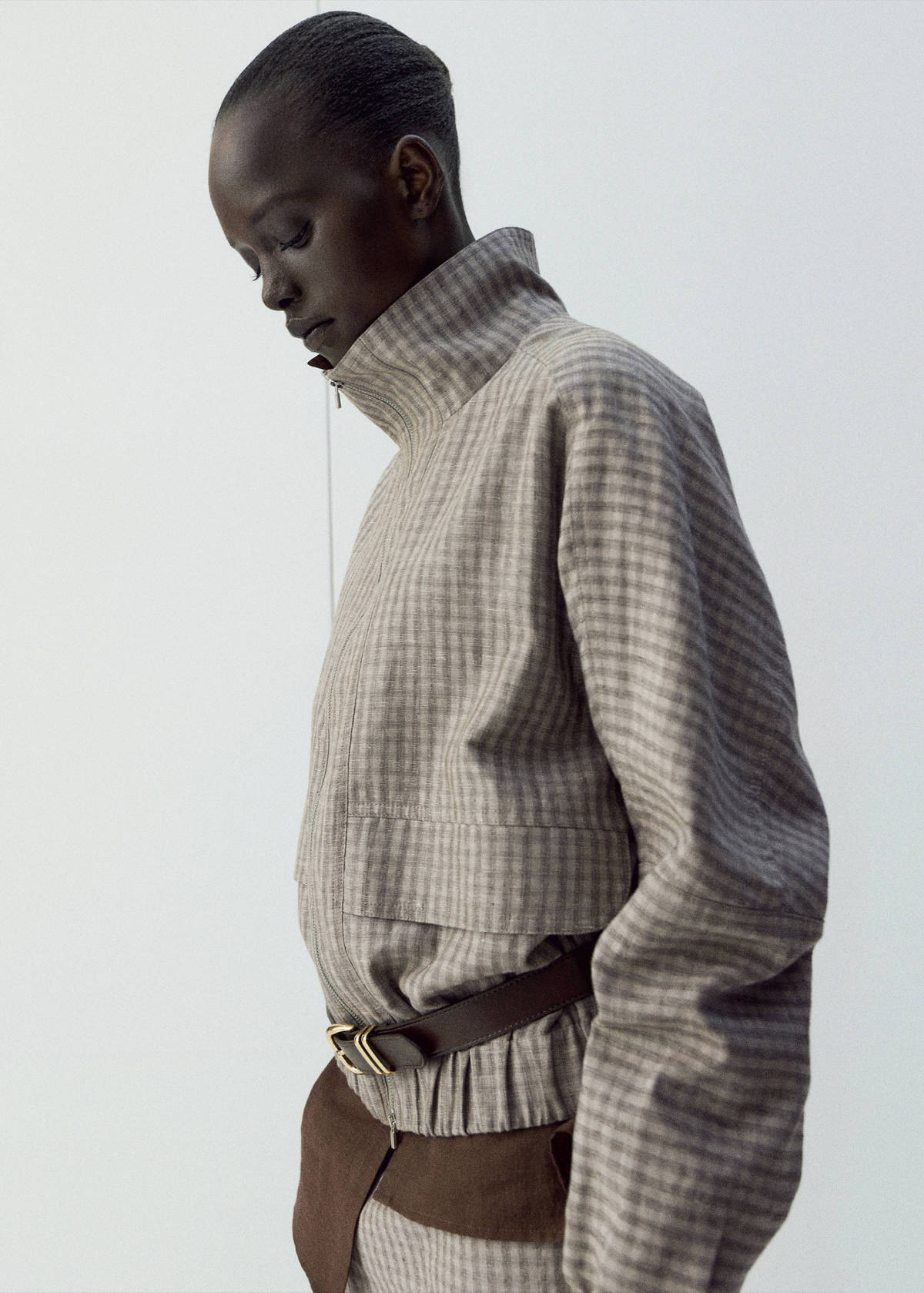 Checked bomber jacket — Light/Pastel Grey