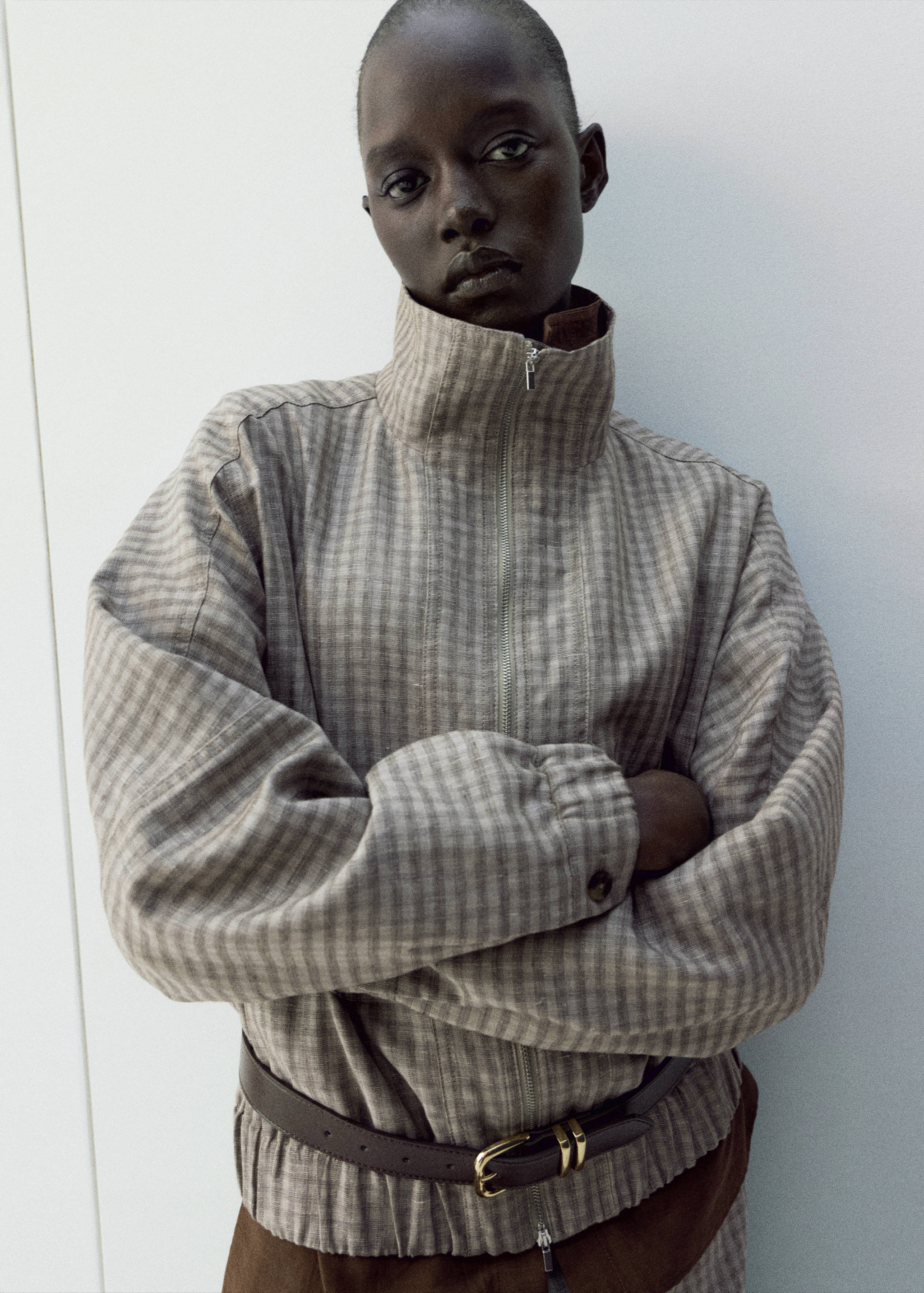 Checked bomber jacket - Medium plane