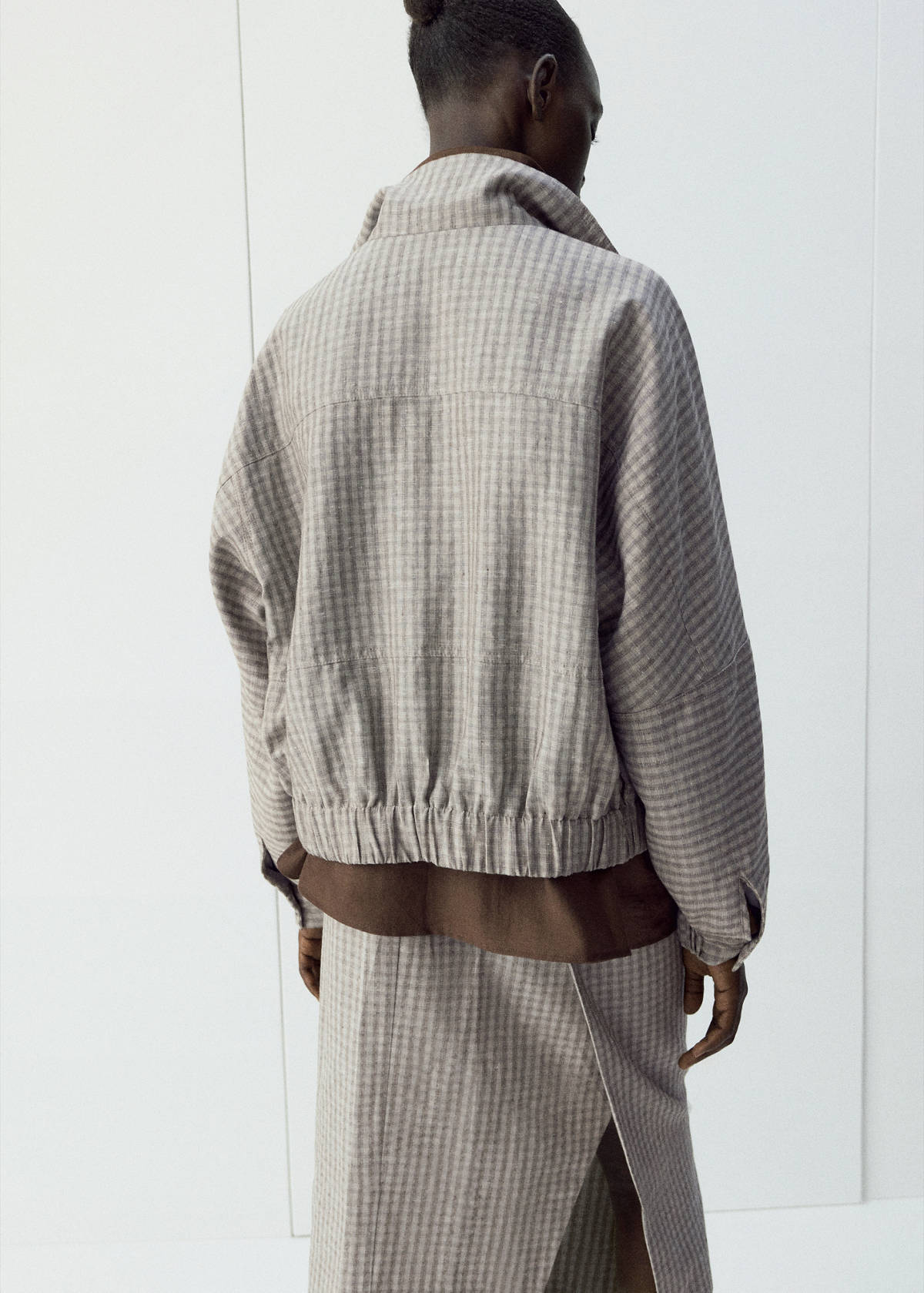 Checked bomber jacket — Light/Pastel Grey
