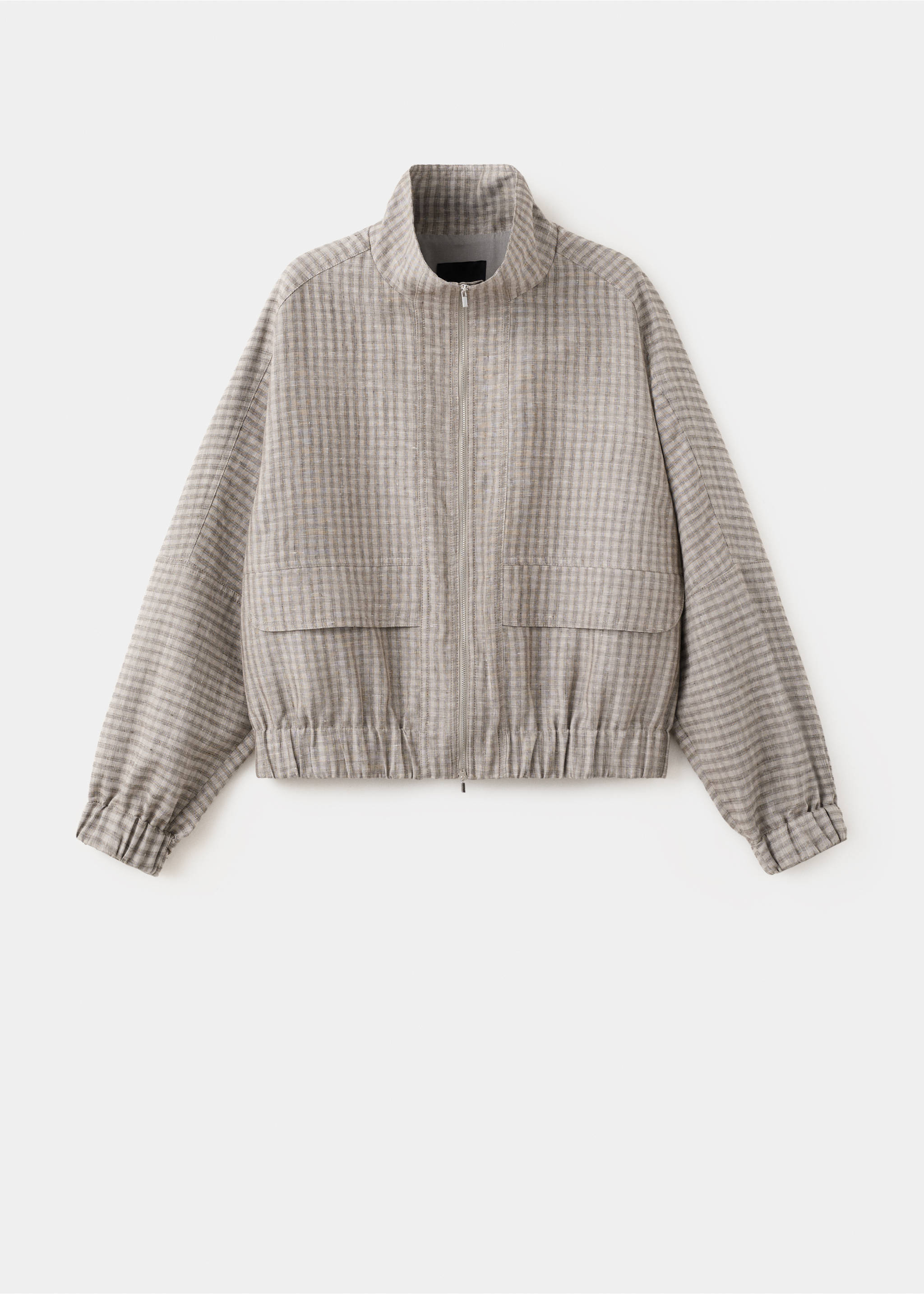 Checked bomber jacket - Article without model, Light/Pastel Grey. Ref: 27026363-00.