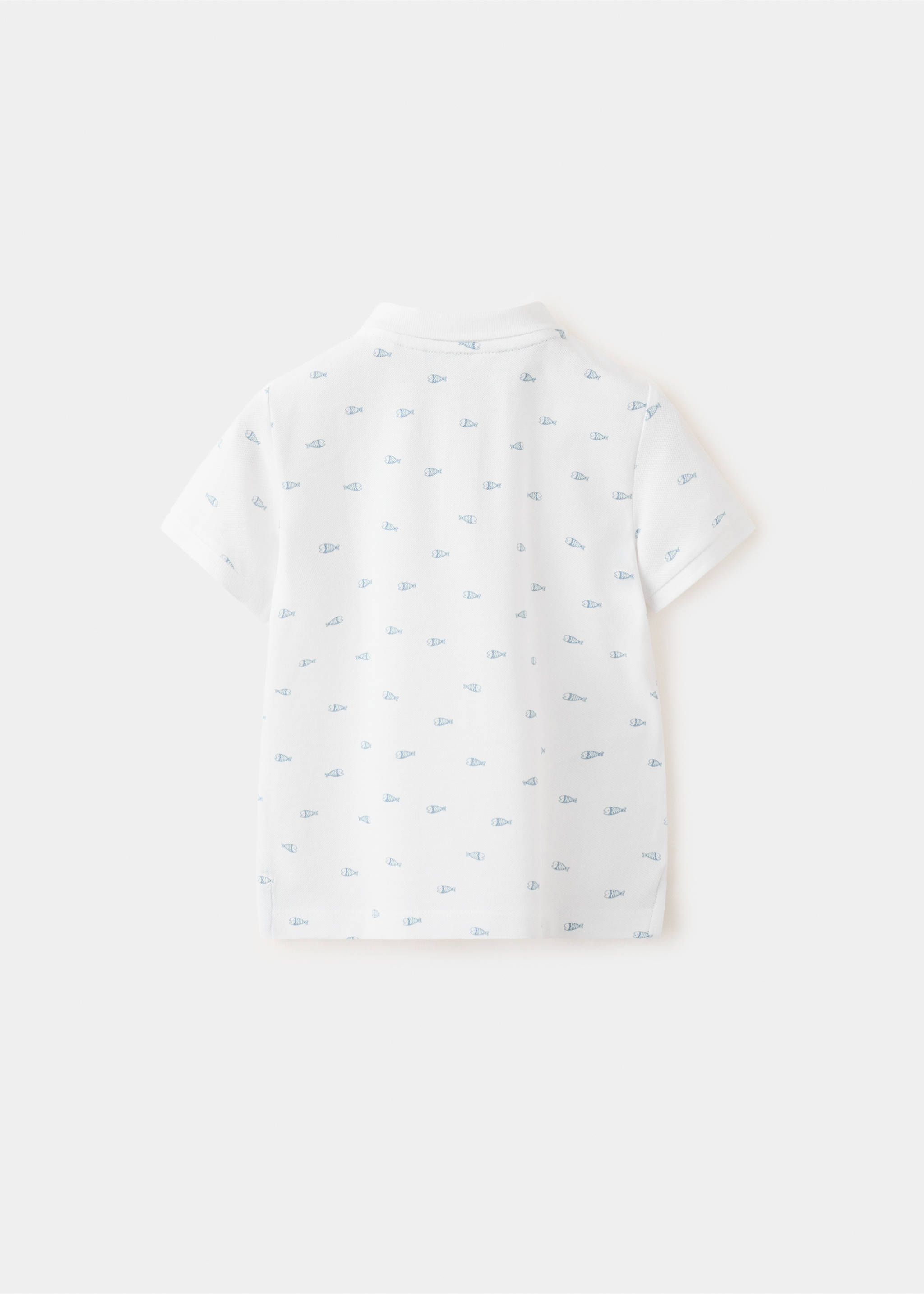 قميص بولو قطني مطبوع - الجهة الخلفية للمنتج, أبيض. Ref: 27026710-00.