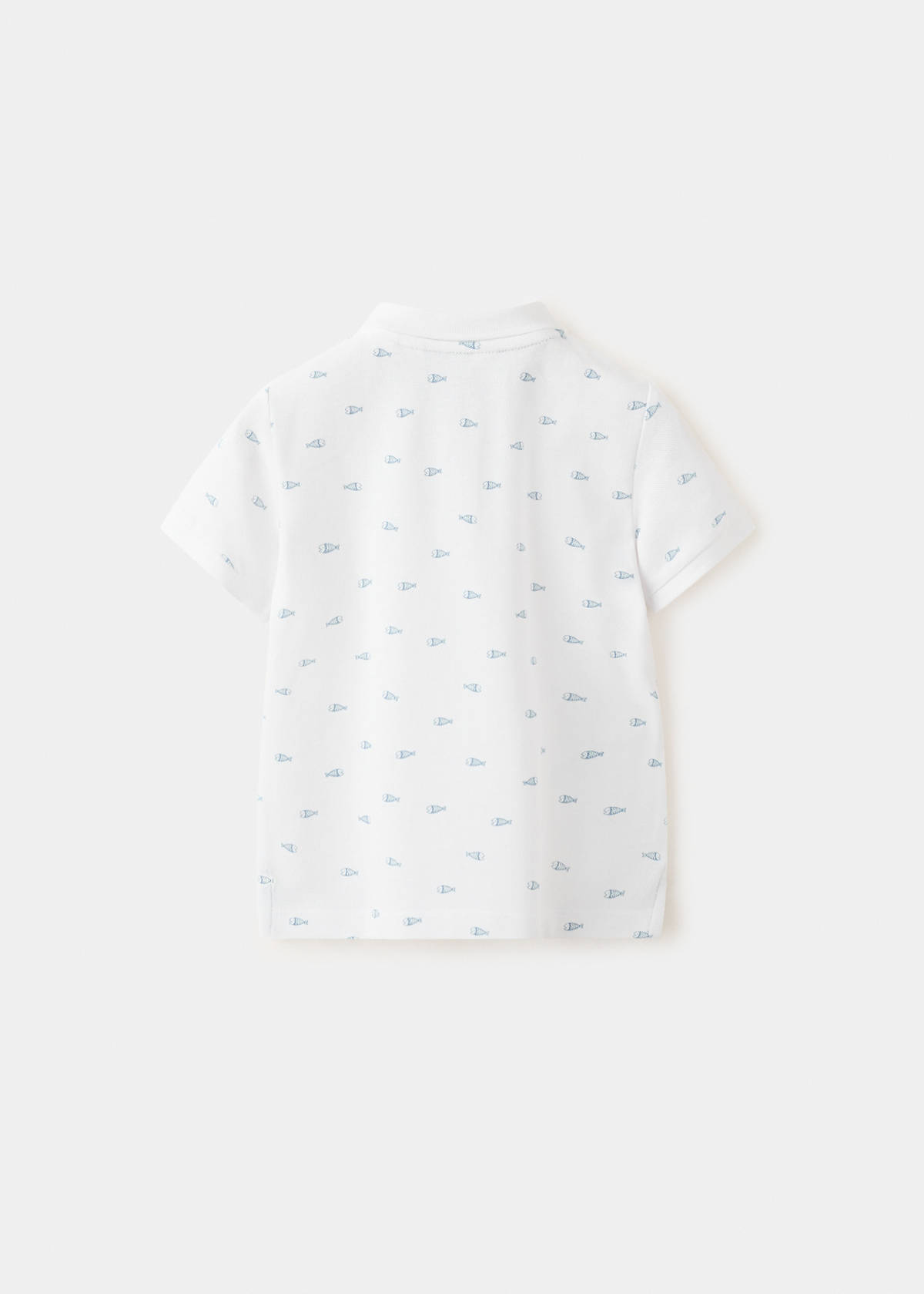 Printed cotton polo shirt — White