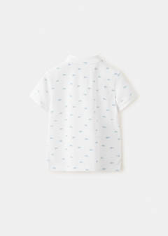 Printed cotton polo shirt — White 5