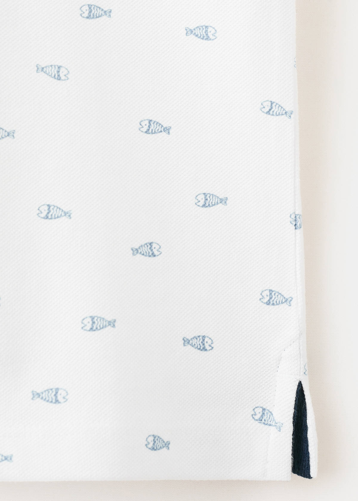 Printed cotton polo shirt — White