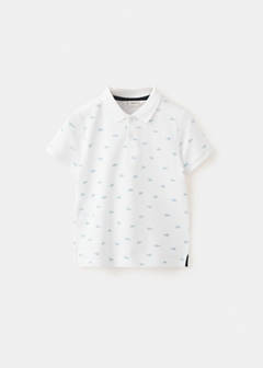 Printed cotton polo shirt — White 2