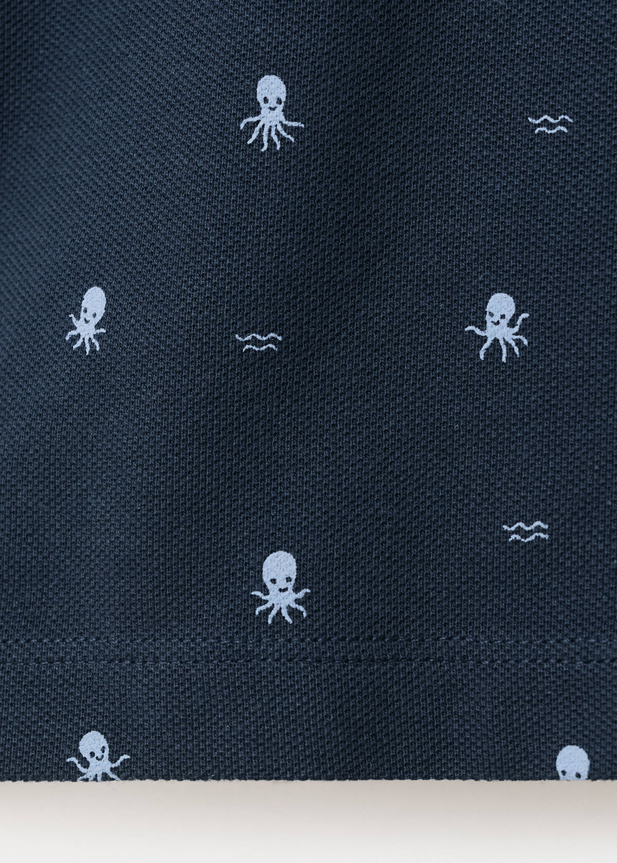 Printed cotton polo shirt — Navy