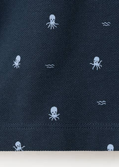 Printed cotton polo shirt — Navy 6
