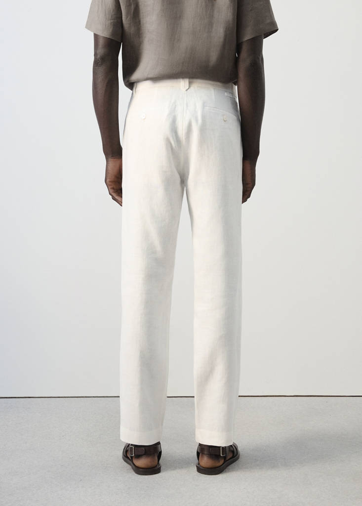 Slim-fit 100% linen trousers — Off White