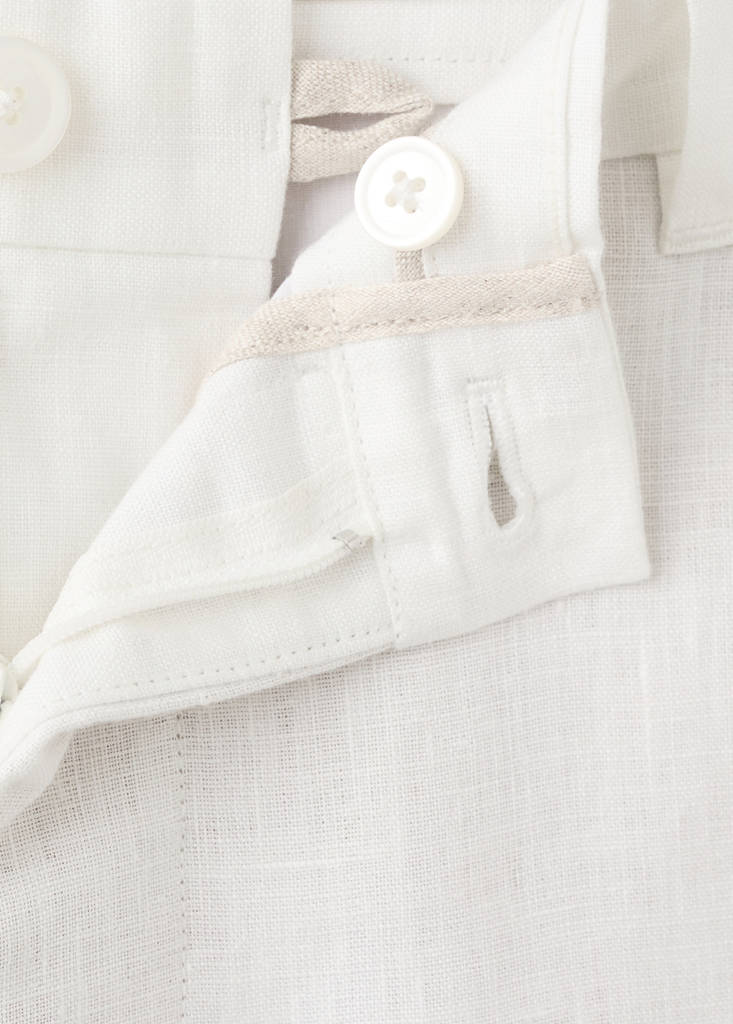 Slim-fit 100% linen trousers — Off White