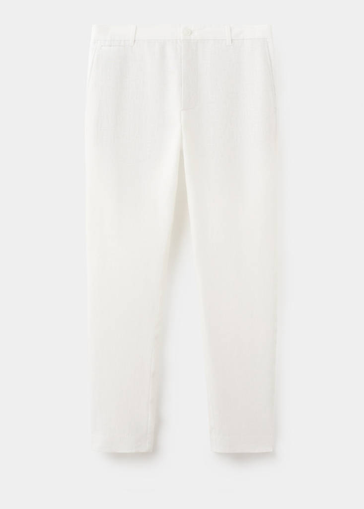 Slim-fit 100% linen trousers — Off White