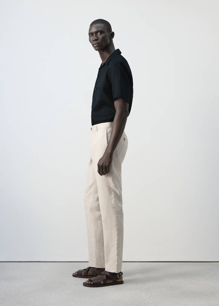 Slim-fit 100% linen trousers — Ecru