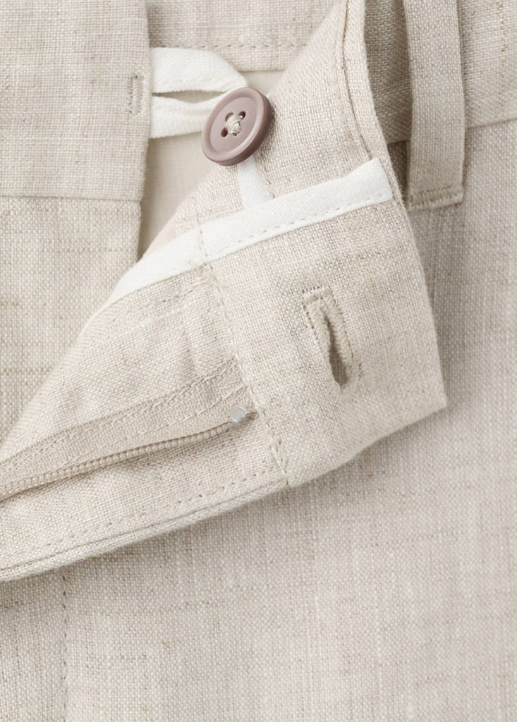 Slim-fit 100% linen trousers — Ecru
