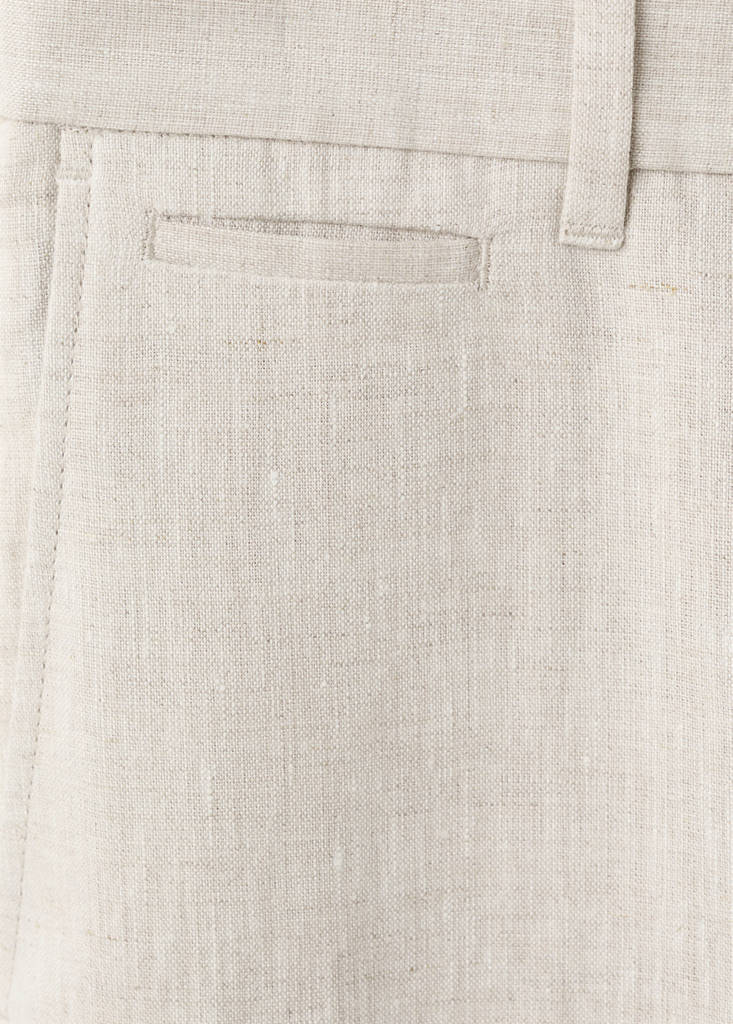 Slim-fit 100% linen trousers — Ecru