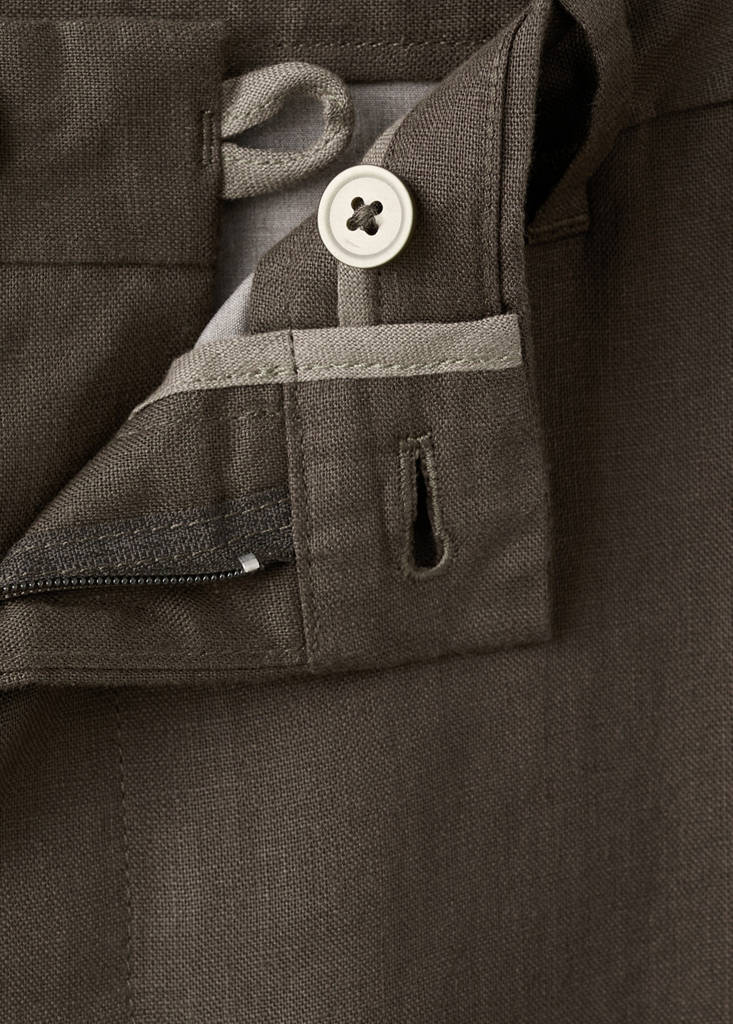 Slim-fit 100% linen trousers — Chocolate