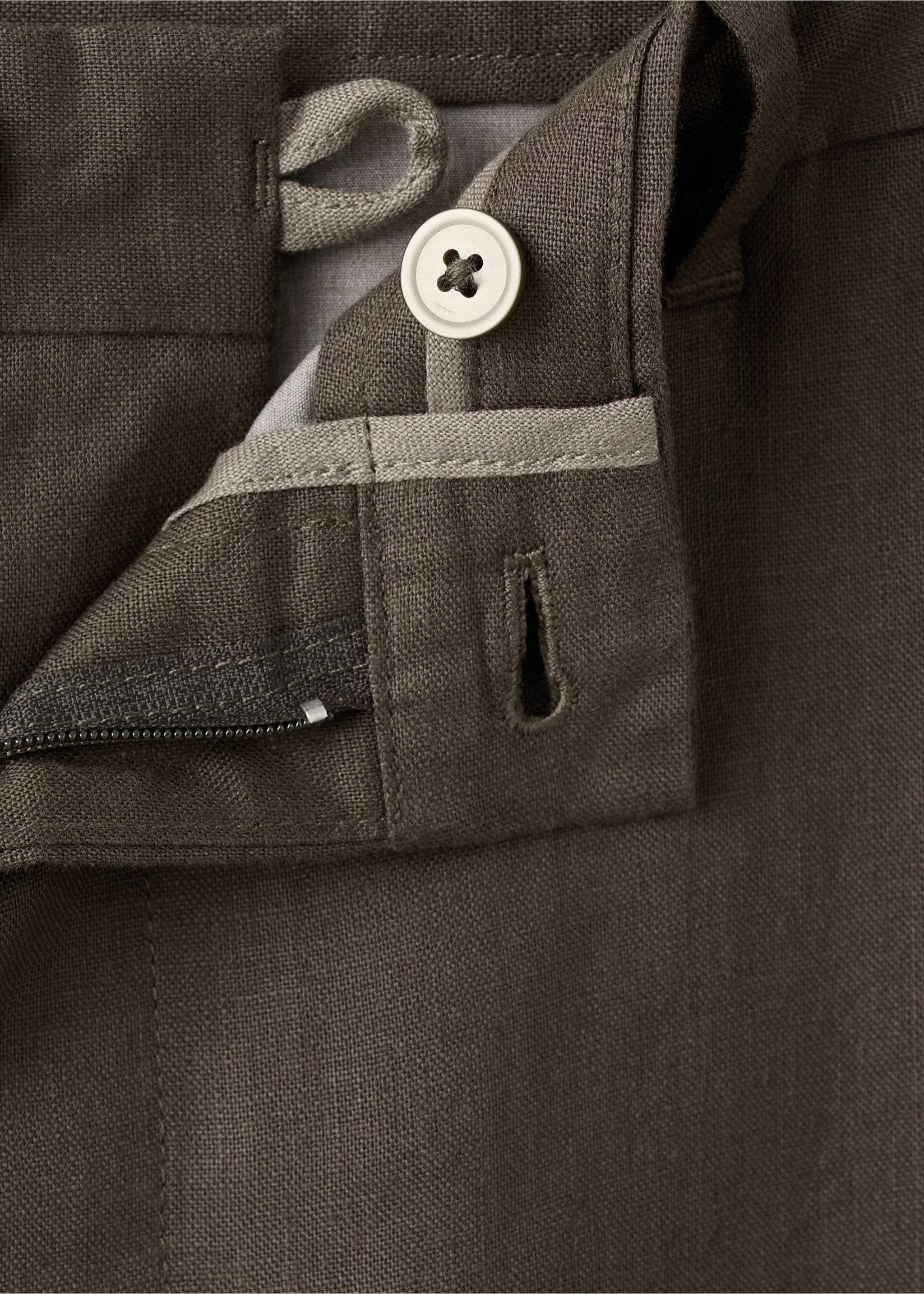 Брюки 100% лен slim fit - Деталь изделия 8, Шоколадный. Ref: 27026711-00.