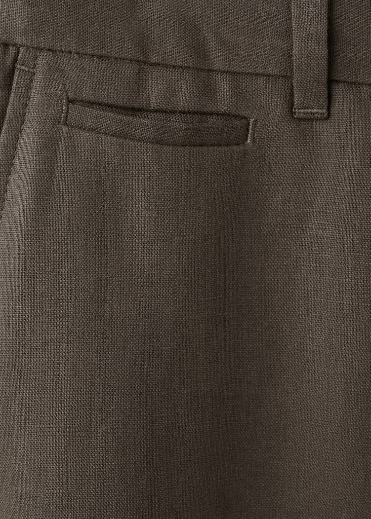 Slim-fit 100% linen trousers — Chocolate