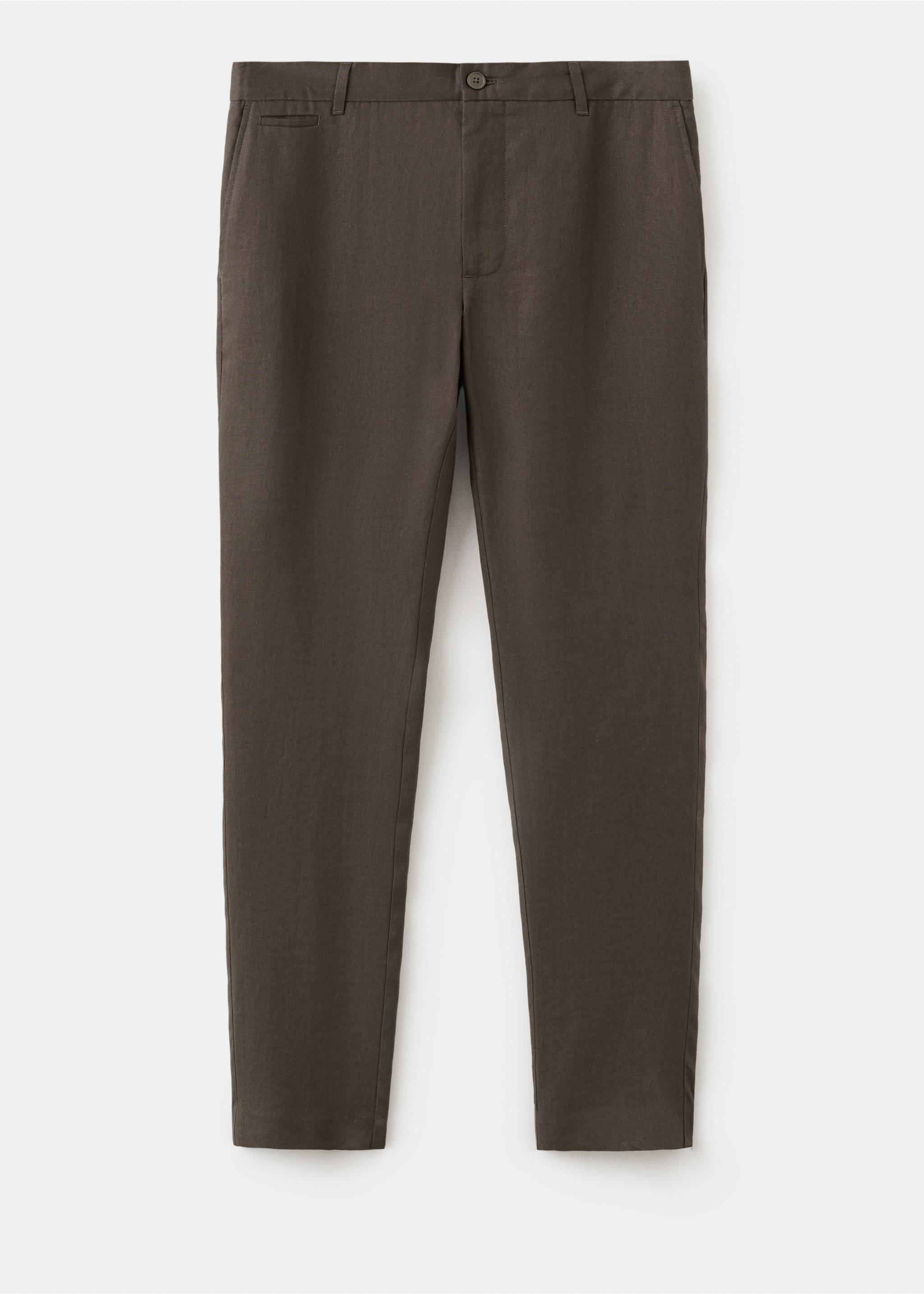 Pantalon 100 % lin slim fit - Article sans modèle, Chocolat. Ref: 27026711-00.