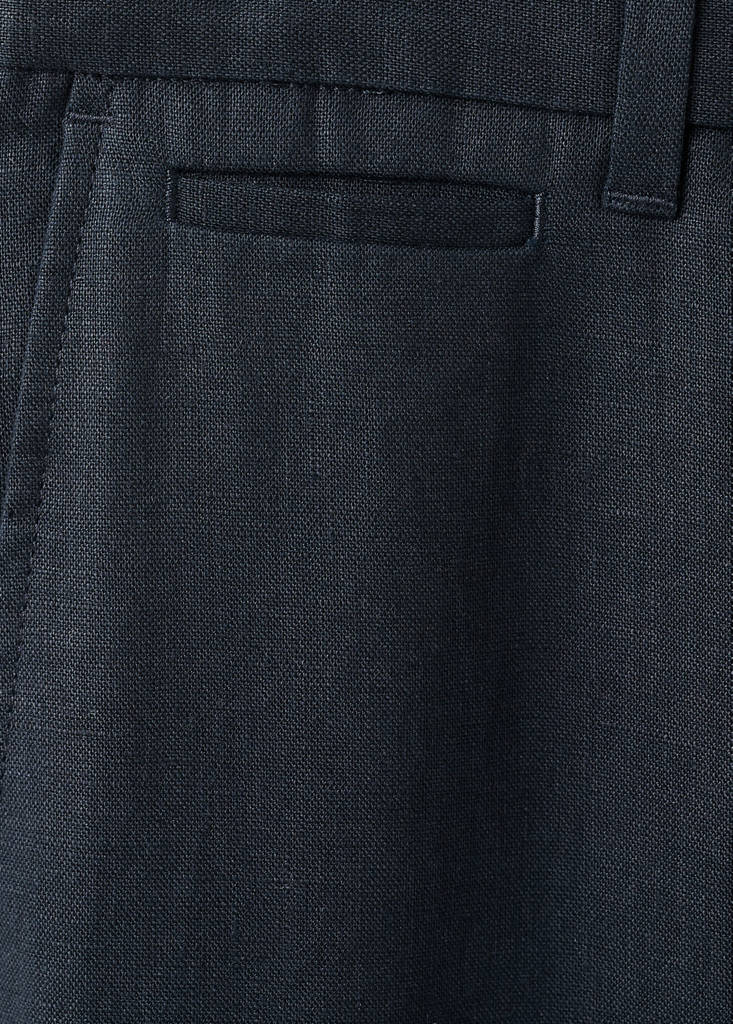 Slim-fit 100% linen trousers — Navy