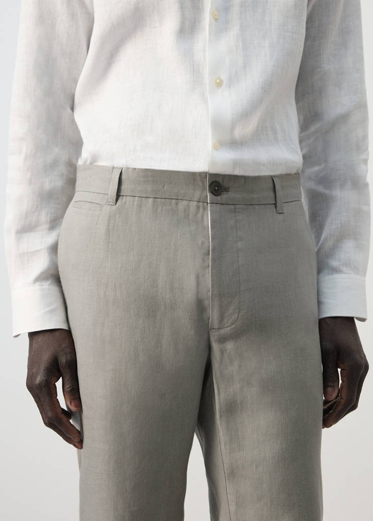 Slim-fit 100% linen trousers — Light Heather Grey