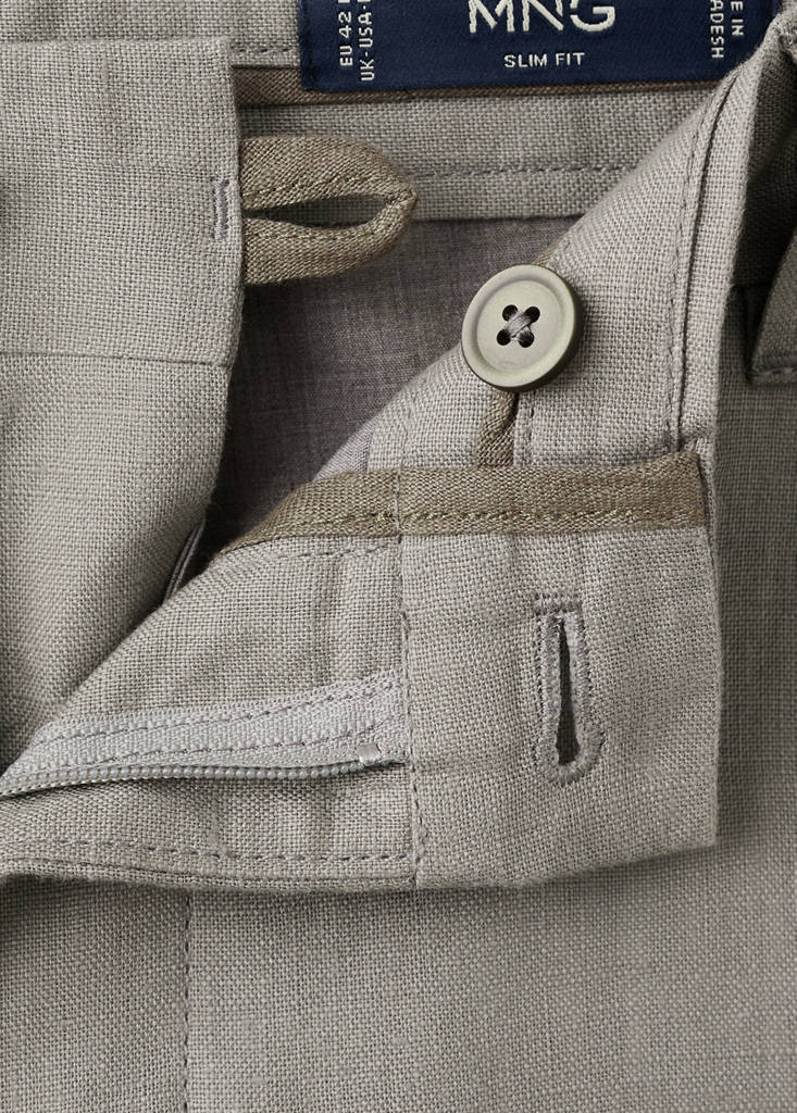 Slim-fit 100% linen trousers — Light Heather Grey