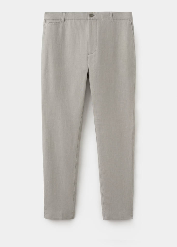 Slim-fit 100% linen trousers — Light Heather Grey