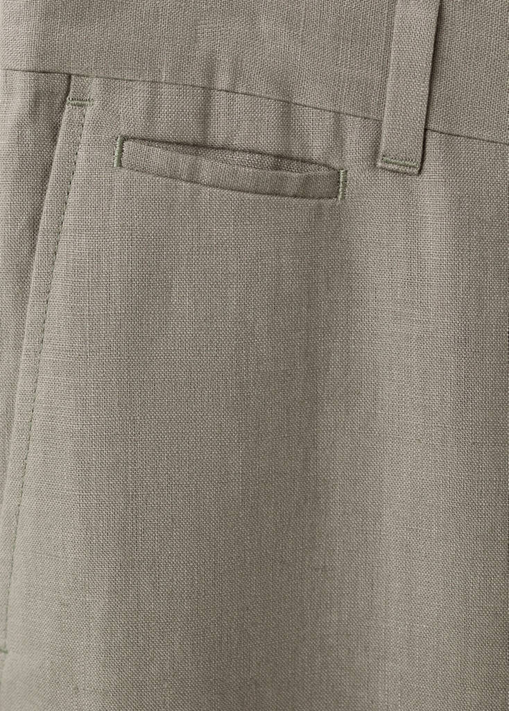 Slim-fit 100% linen trousers — Mink Grey