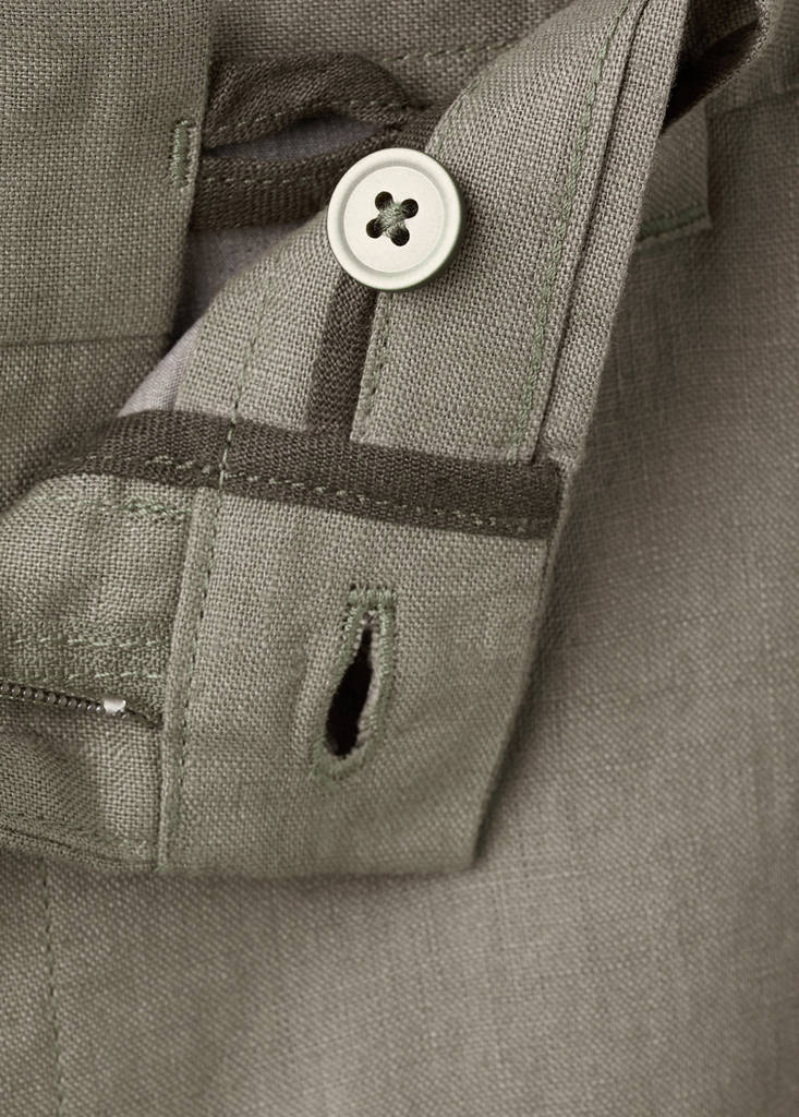 Slim-fit 100% linen trousers — Mink Grey