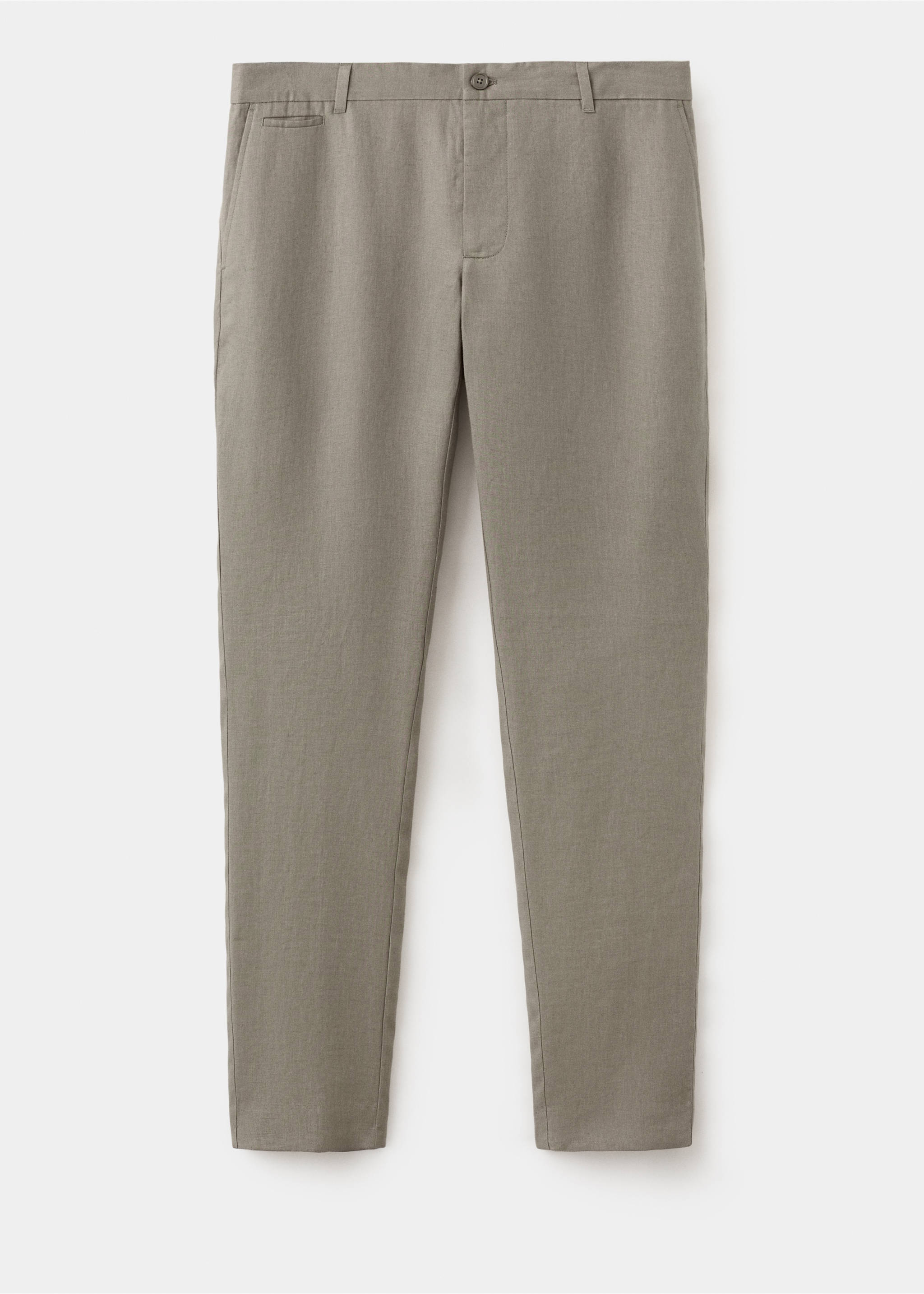Pantalón 100% lino slim fit - Artículo sin modelo, Gris visón. Ref: 27026711-00.