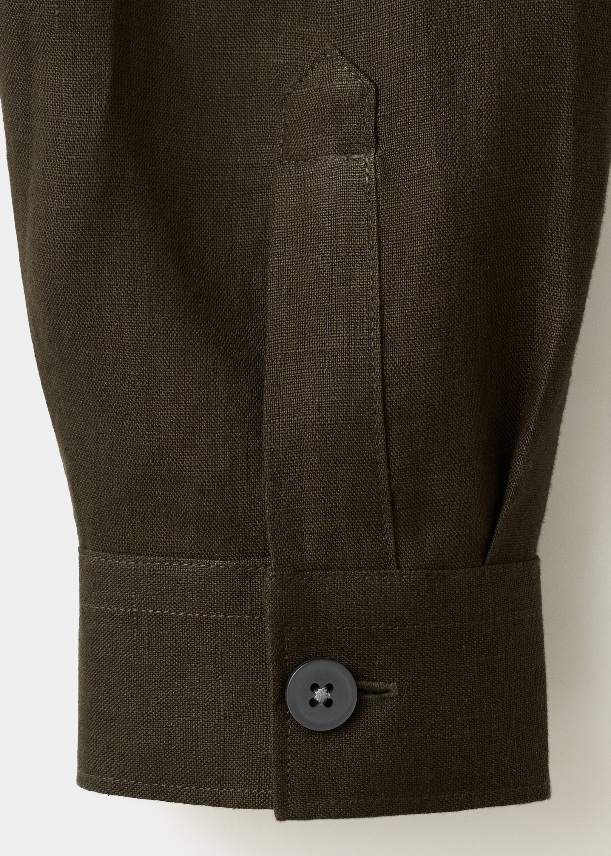 Overshirt van 100% linnen met bowlingkraag - Detail van het artikel 0, Chocoladebruin. Ref: 27026712-00.