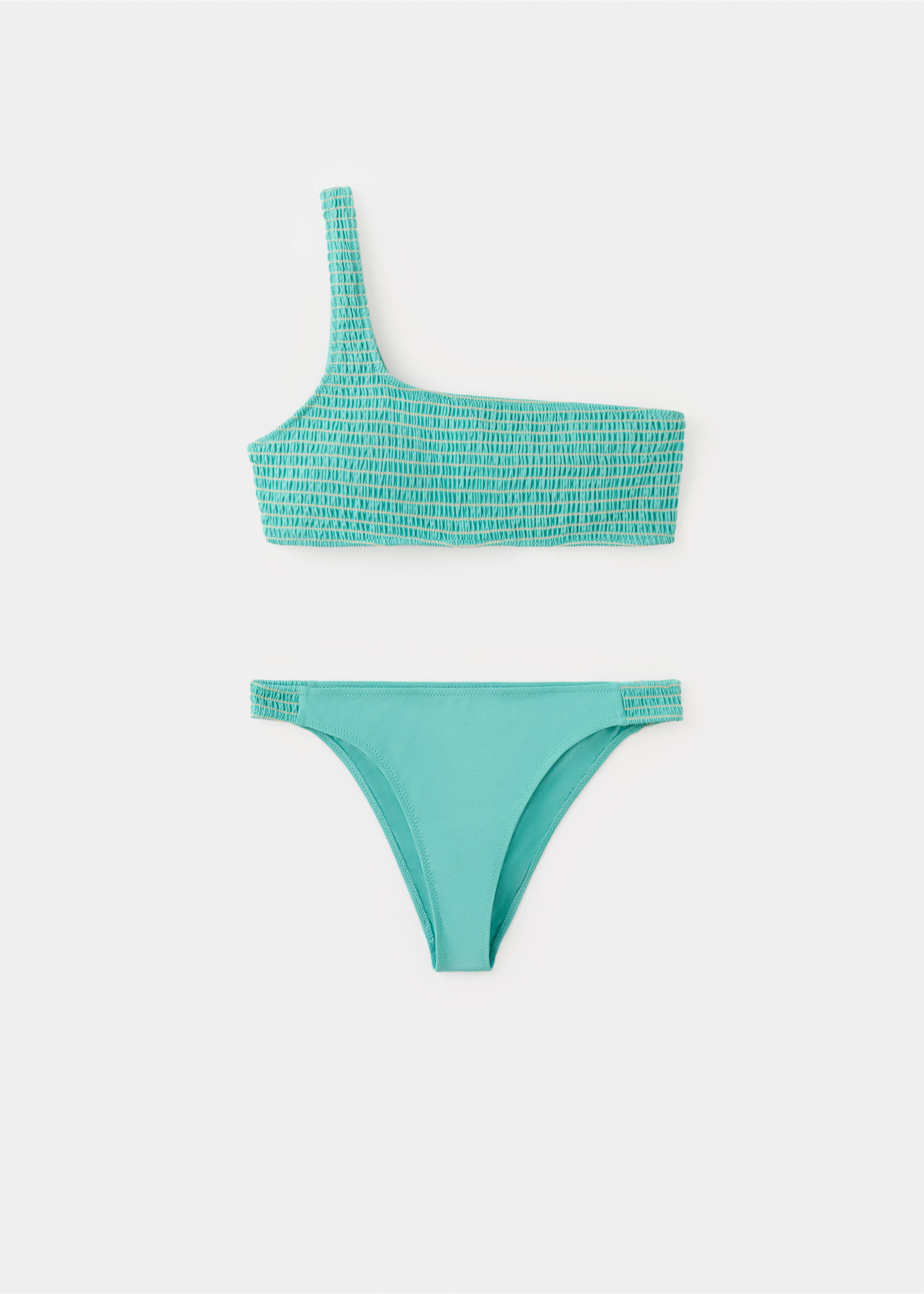 Asymmetric bikini with mid-rise bottoms - Article without model, Turquoise. Ref: 27026714-00.