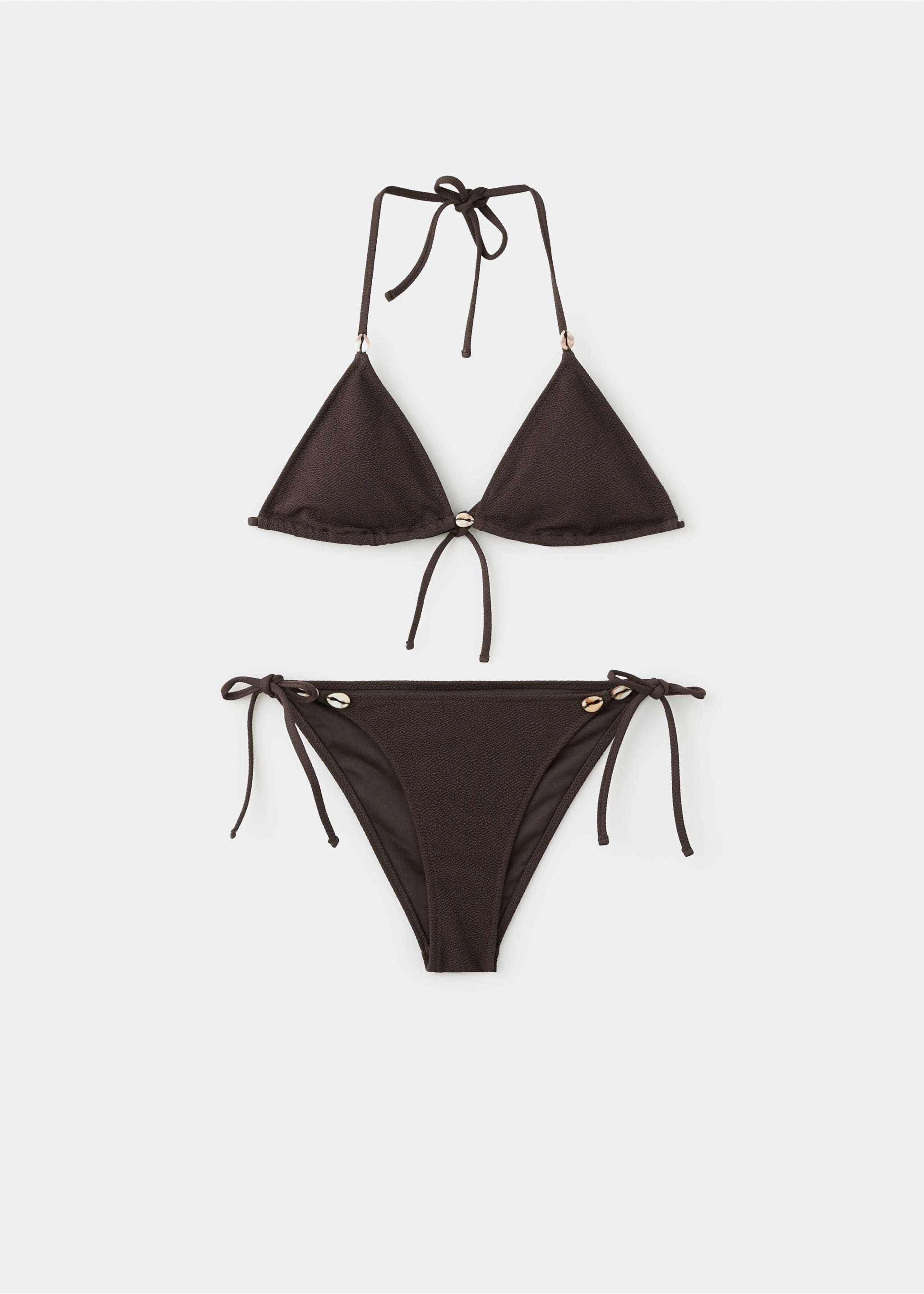 Bikini with shells, mid-rise bottoms - Article without model, Brown. Ref: 27026715-00.