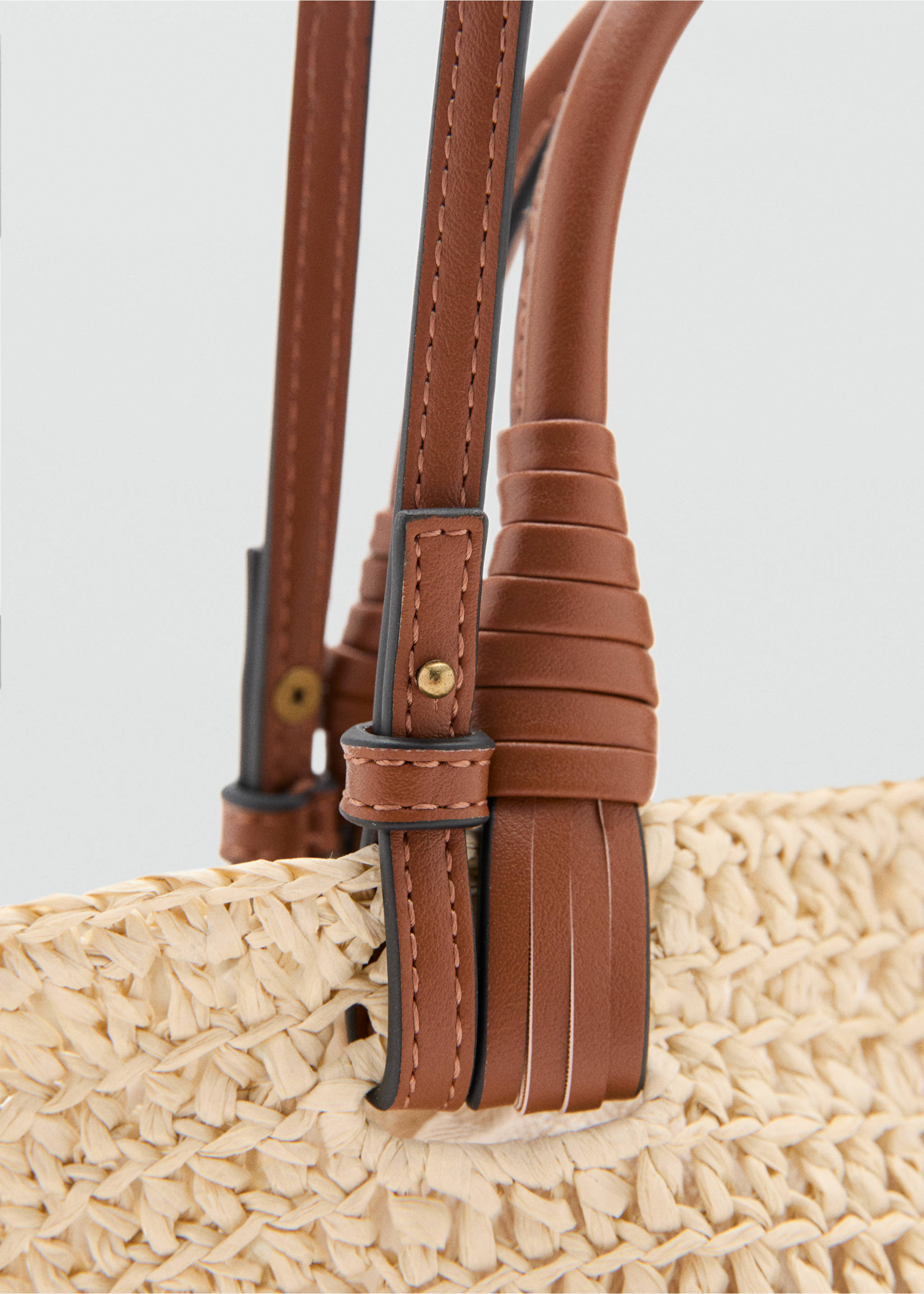 Basket-style shoulder bag - Details of the article 1, Brown. Ref: 27026716-00.