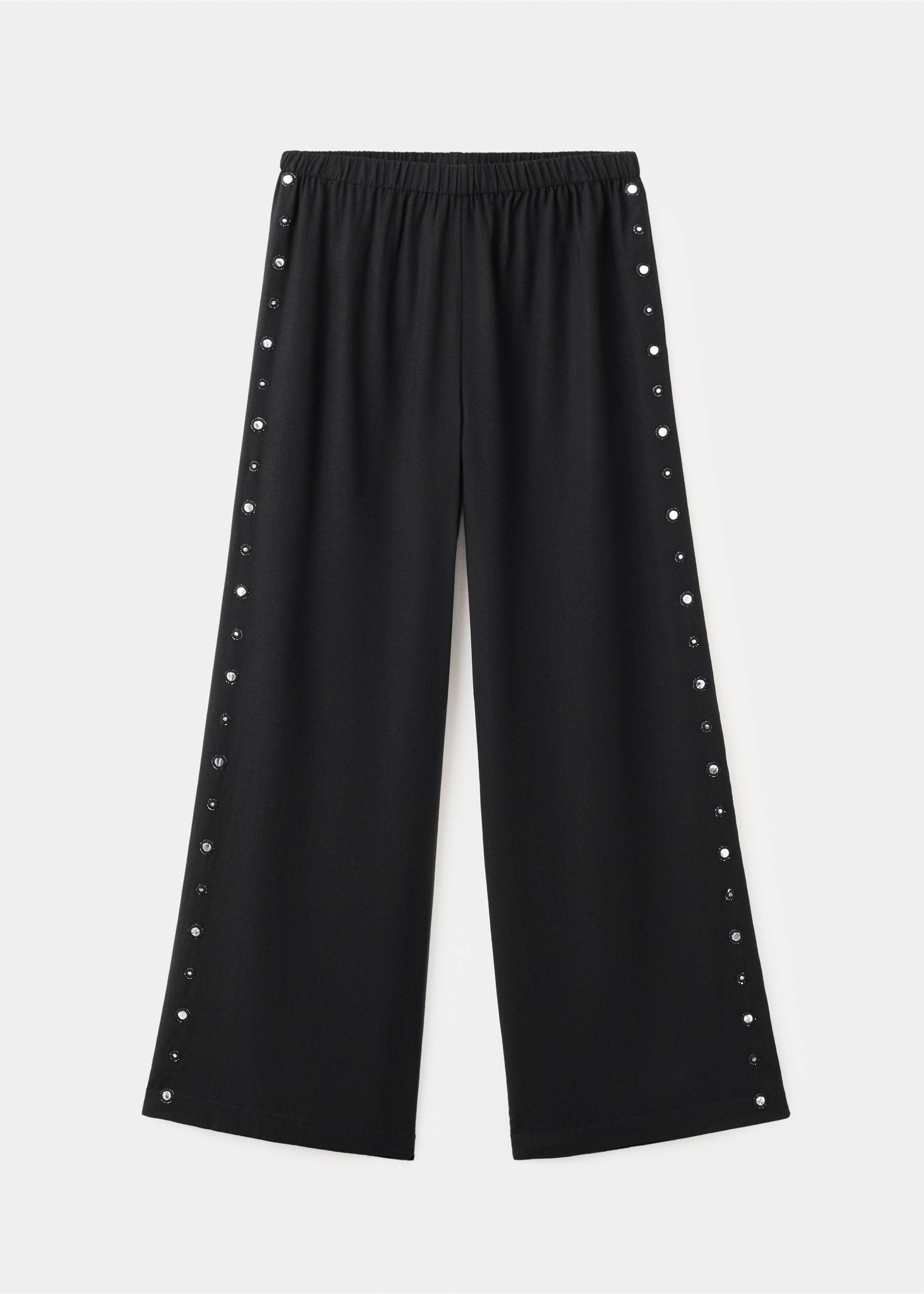 Straight linen-blend trousers - Article without model, Black. Ref: 27026719-00.
