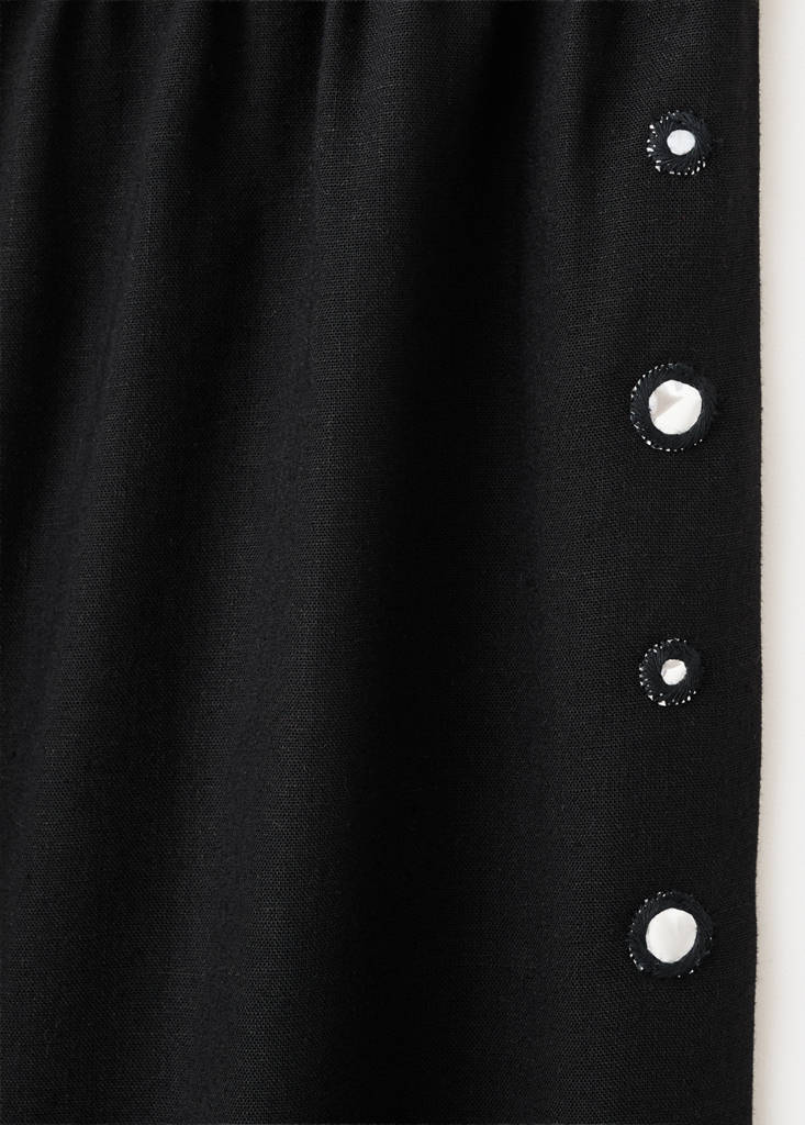 Straight linen-blend trousers — Black