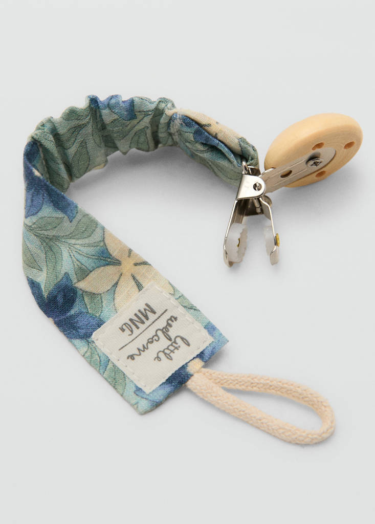 Floral cotton pacifier clip — Green