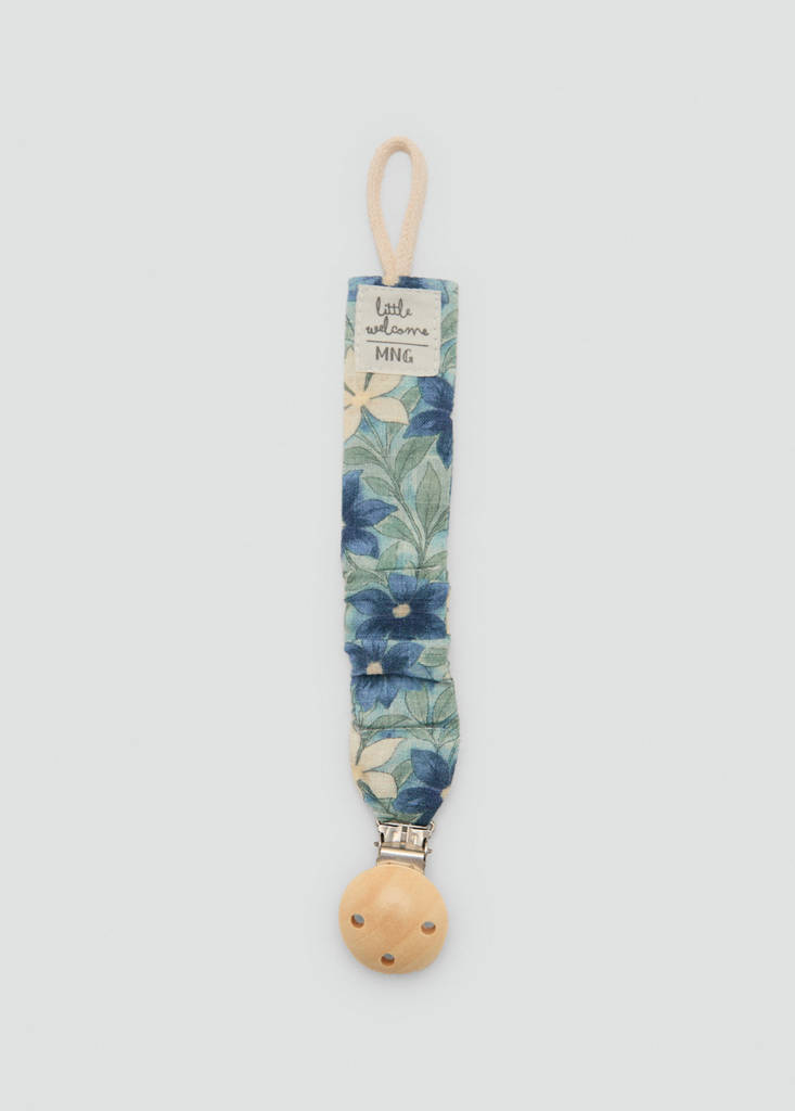 Floral cotton pacifier clip — Green
