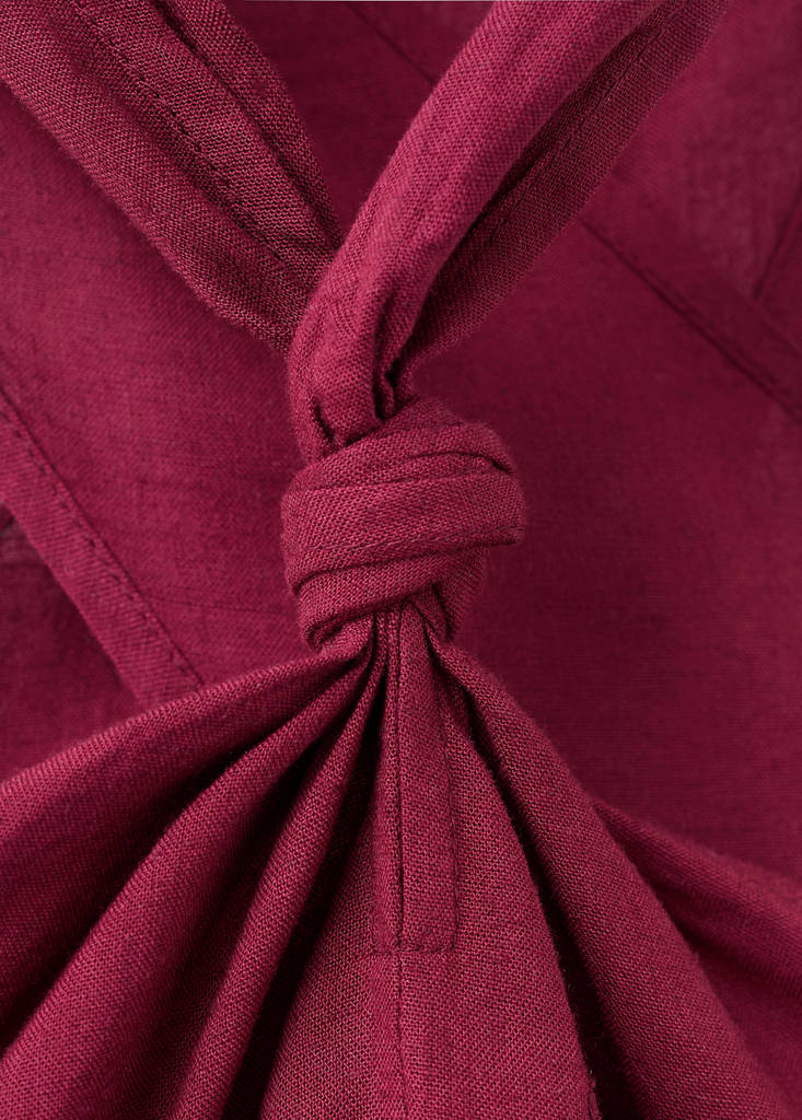 Leinen-Top mit Knoten — Granatrot