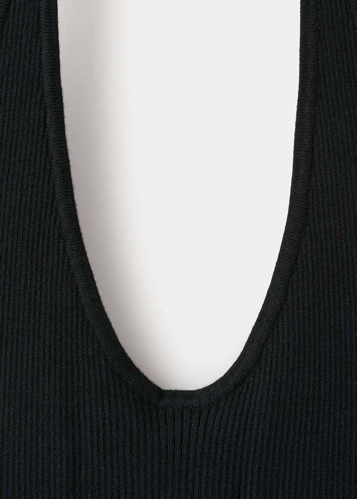Ribbed halter neck top — Black