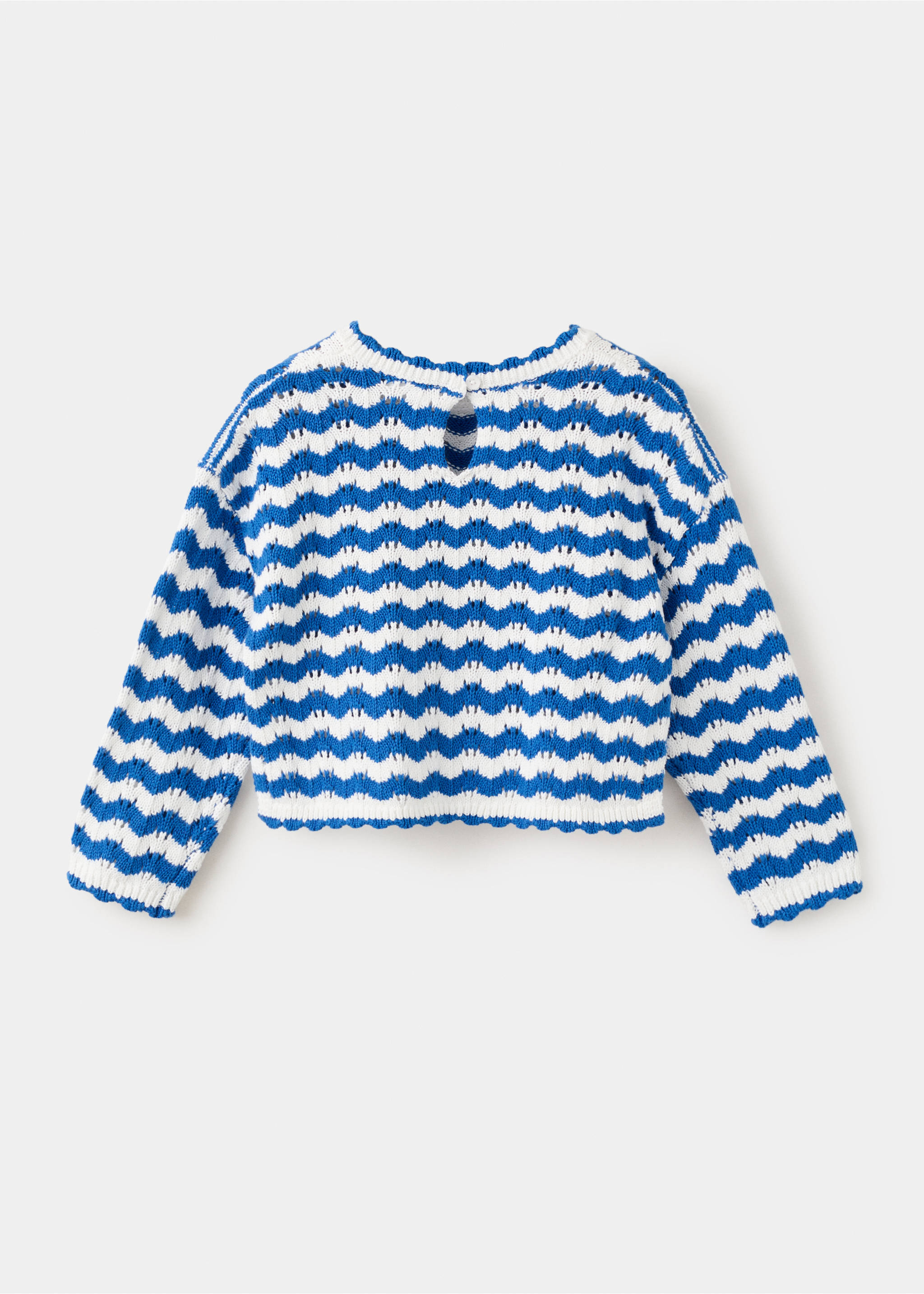 Striped openwork knit sweater - Reverse of the article, Vibrant blue. Ref: 27026734-00.