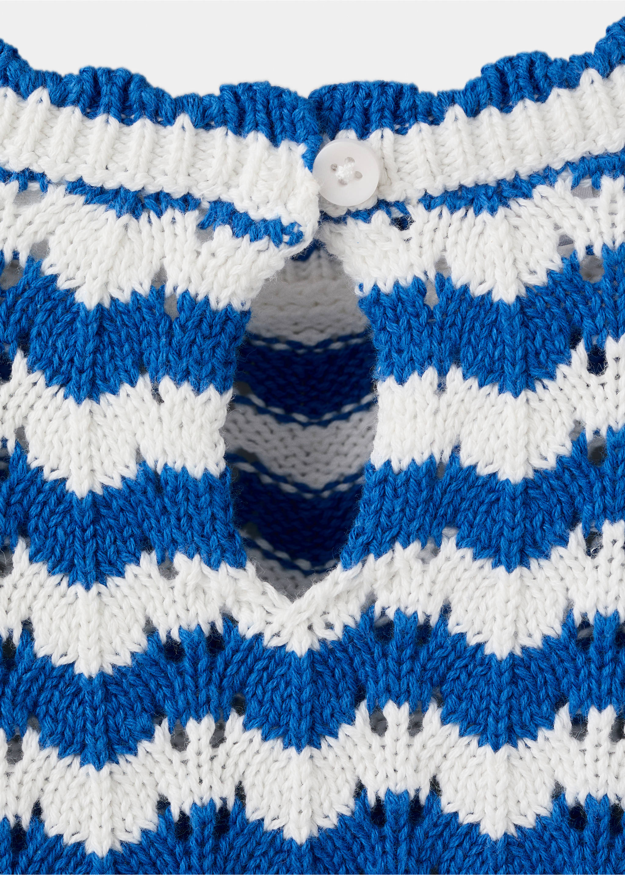 Striped openwork knit sweater - Details of the article 8, Vibrant blue. Ref: 27026734-00.