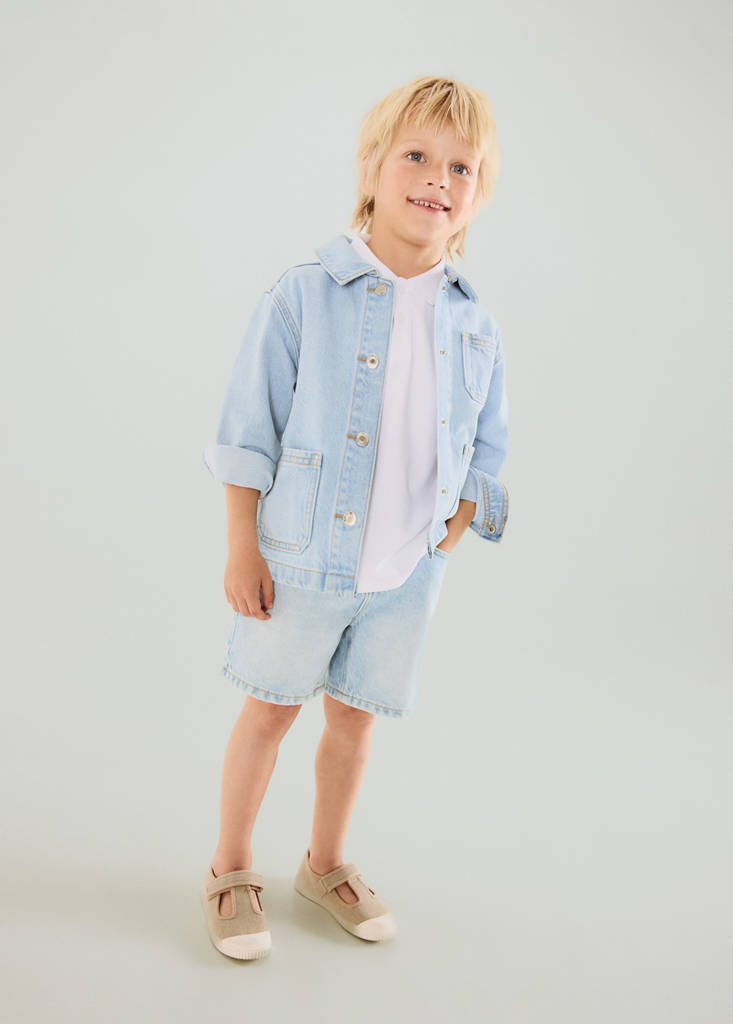 Straight-fit denim bermuda shorts — Light Blue