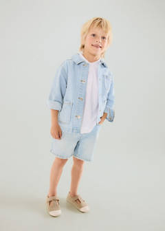 Straight-fit denim bermuda shorts — Light Blue 1