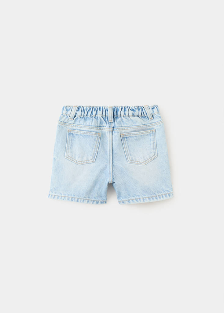 Straight-fit denim bermuda shorts — Light Blue
